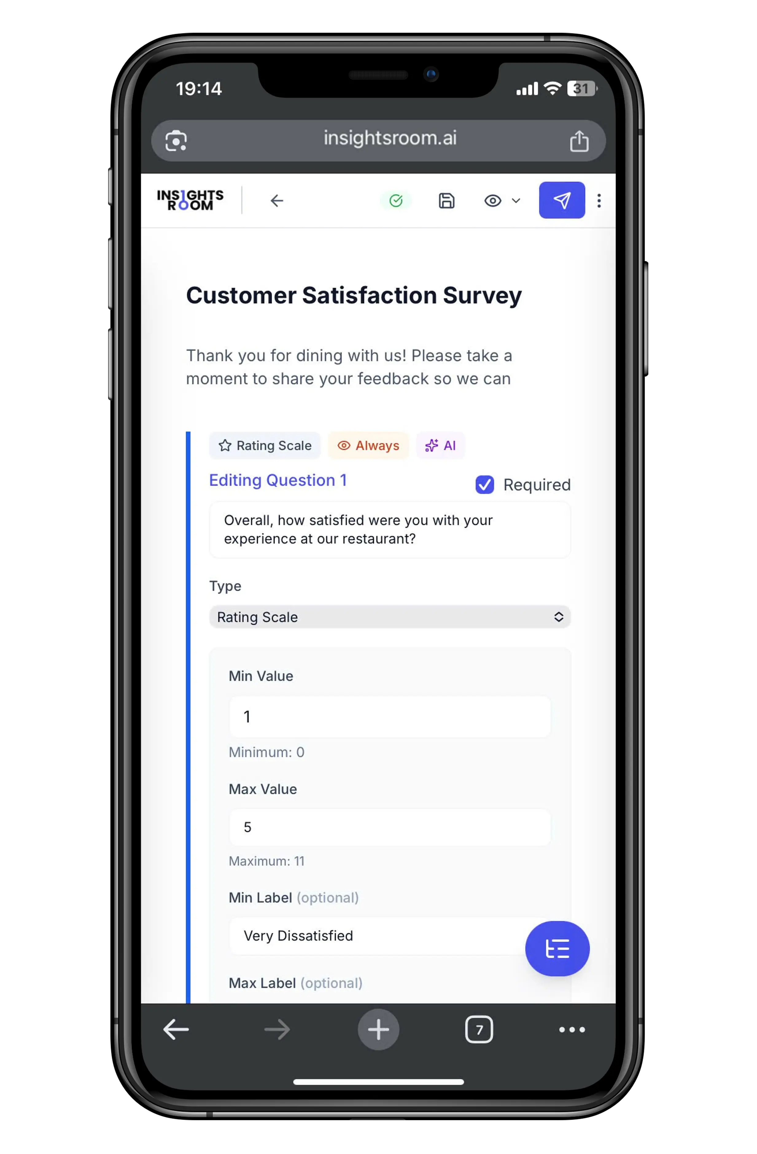 Customize survey interface